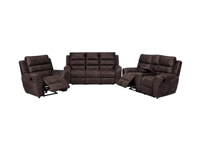 Kensington 3-Piece Recliner Lounge Suite – 3 Action, 1 Console